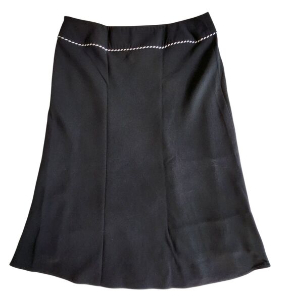 Michele Black with Purple and White Trim A-Line Skirt Sz 8 - Picture 2 of 11